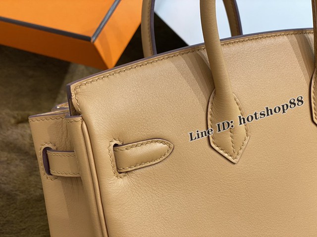 Hermes專櫃經典款手提女包 愛馬仕birkin25cm swift芝麻色 預定款 ttd1037